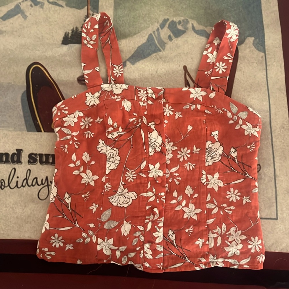 Gianni Bini Cotton Floral Crop Top sz2